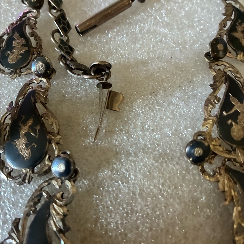 Black and sterling Siam  Teardrop Necklace - Picture 4 of 6